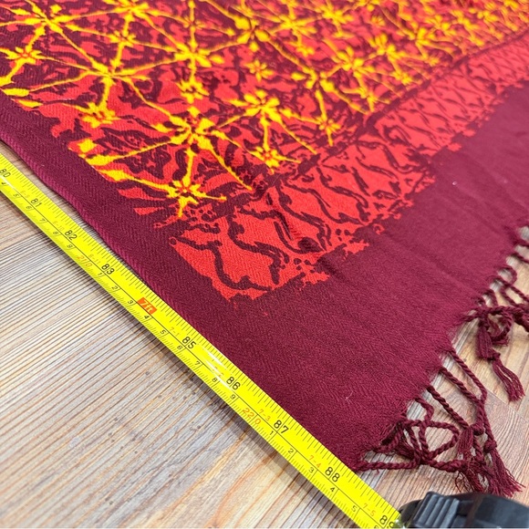 Dana Xu Women OS Scarf Wool Pashmina Red Blue Yellow Multicolor Geometric - Picture 8 of 8